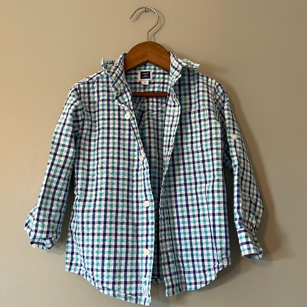 Janie and Jack Crinkle Cotton Button Down, Size 3